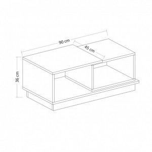 Masuta de Cafea Model Barnes, 90x45x36 cm, Alb/Stejar - Img 7
