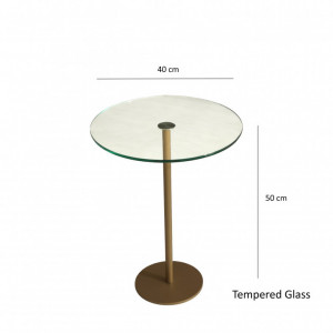 Masuta de Cafea Model Cain, 40x40x50 cm, Auriu, Blat Sticla securizata - Img 4