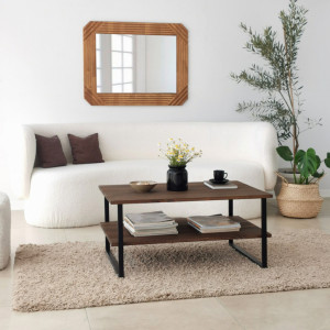 Masuta de Cafea Model Cain, 85x60x40 cm, Nuc/Negru - Img 6