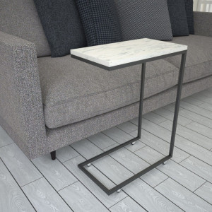 Masuta de Cafea Model Caspian, 46x26x62 cm, Alb Marmorat - Img 3