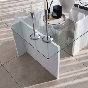 Masuta de Cafea Model Dougherty, 105x65x40 cm, Alb, Blat Sticla securizata - Img 11