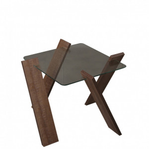 Masuta de Cafea Model Humphrey, 57x57x41 cm, Stejar inchis , Blat Sticla securizata - Img 3