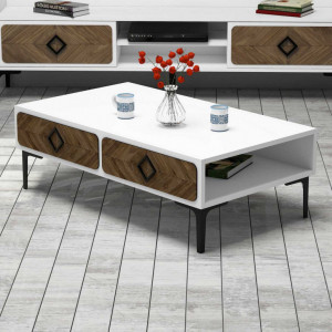 Masuta de Cafea Model Pitts, 105x60x34.6 cm, Alb - Img 2