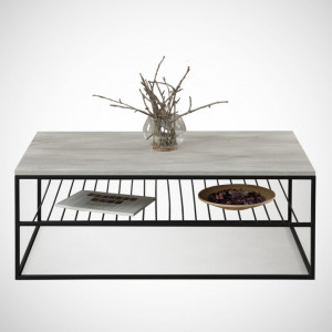 Masuta de Cafea Model Ray, 95x55x43 cm, Stejar/Negru - Img 2