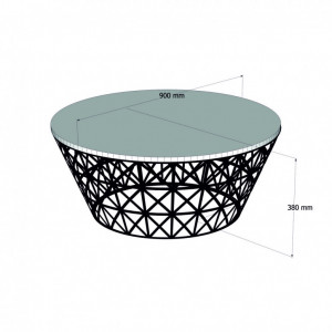 Masuta de Cafea Model Roach, 90x90x38 cm, Stejar/Negru - Img 5