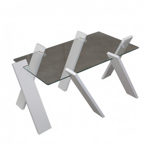 Masuta de Cafea Model Stanton, 92x57x41 cm, Alb, Blat Sticla securizata - Img 3