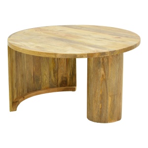 Măsuță de cafea Orban, din lemn masiv, Natur, Ø80 × 45 cm - Img 2