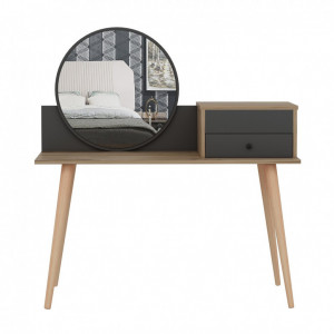 Masuta de Machiaj Model Arellano, 120x60x96 cm, Antracit/Nuc - Img 2