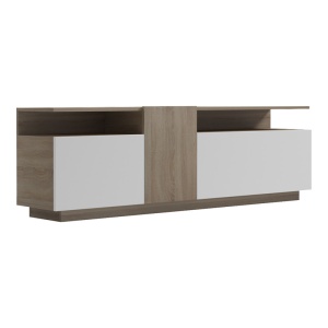 Mobilă TV Vendora, stejar sonoma/alb, 150x29.5x46.3 cm - Img 3