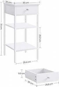 Noptiera Model Cline, Alb, 35x35x70cm - Img 6