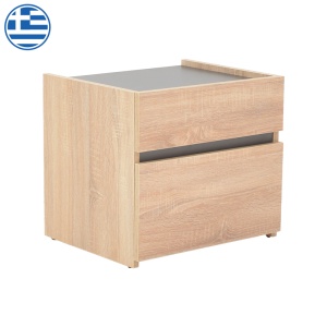 Noptiera Model Comcie, Natur/Gri, 50x42x45.5 cm - Img 1