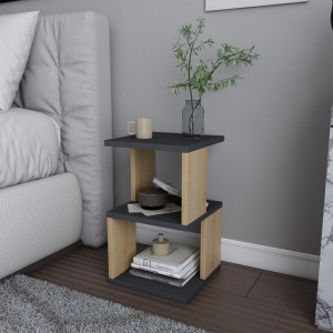 Noptiera Model Ramirez, Antracit/Stejar , 29.6x29.6x49.4cm - Img 3