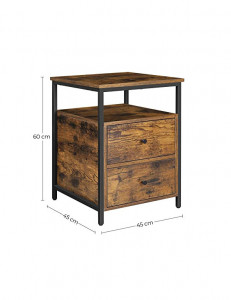 Noptiera, Vasagle, 2 sertare, Maro Rustic, LET067B01, 45 x 45 x 60 cm - Img 2