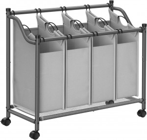 Organizator cu roti pentru baie, Songmics, 4 x 35L, 87.5 x 38.5 x 67 cm, LSF005, Negru - Img 7