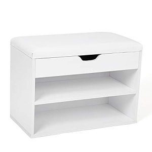 Pantofar bancuta hol cufar cu depozitare, Vasagle, Alb, 60x44x30 cm - Img 2