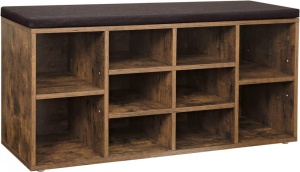Pantofar bancuta hol cufar cu depozitare, Vasagle, Maro, 104x30x48 cm - Img 8