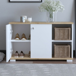 Pantofar Model Deril, Alb/Sonoma, 90x33x52 cm - Img 2