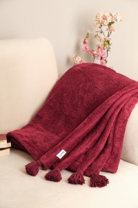 Patura pentru Pat Dublu Model Puffy 160 Claret Red - Img 2