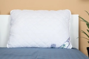 Pernă matlasată cu microfibră Soft Touch și umplutură siliconizată, fermitate medie, Alb, 50 × 70 cm