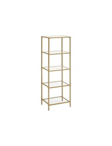 Raft cu polite din sticla, Model Melina, Auriu, 30x40x124.5 cm - Img 2