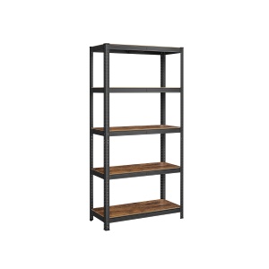 Raft de depozitare Heavy Duty cu 5 polițe reglabile, capacitate 875 kg, Maro Rustic/Negru, 90 × 40 × 180 cm