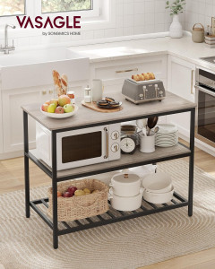 Raft de organizatoare pentru Bucatarie Model Saylor, Gri/Negru, 120x60x90 cm