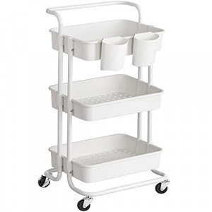 Raft depozitare cu roti, Songmics, Alb, 41.6x33.5x86.3 cm - Img 2