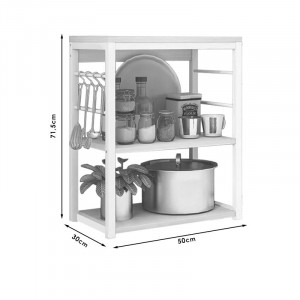 Raft metalic Model Derrick, Alb/Natural, 50x30x71.5 cm - Img 4