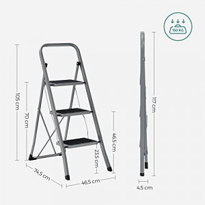 Scara, Songmics, Gri-Negru, 110x45x4.5 cm - Img 7