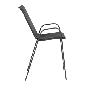 Scaun Bar Exterior Calan, cu Brațe, Metal/Textilene, Gri Antracit, 55x70x114 cm - Img 3