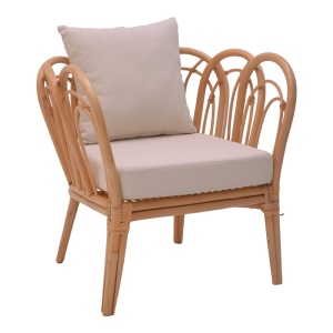 Scaun cu Brate Model Tania, Natur/Alb, 76x76x76 cm