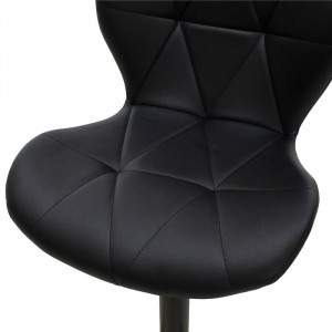 Scaun de bar Coozy reglabil pe inaltime stil capitonat metal negru mat cu piele ecologica pe negru - Img 6