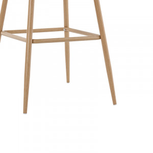 Scaun de bar Kace plastic ratan metal culoare lemn natural 43x55x102cm - Img 8