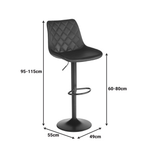 Scaun de bar Libra, negru, 49x55x115 cm - Img 8