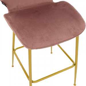Scaun de bar Model Impel, Roz pudrat/Auriu, 46x51x103 cm - Img 6