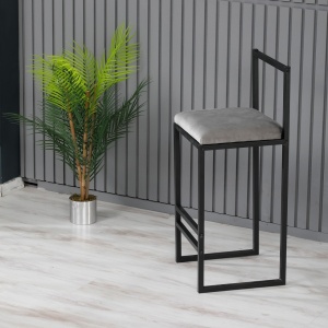 Scaun de bar Model Nordic, Gri, 35x35x80 cm - Img 2