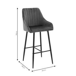 Scaun de bar Model Patrin, Roz pudrat/Negru, 49x48x98 cm - Img 8