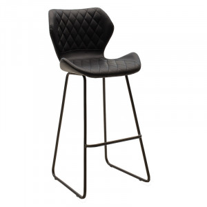 Scaun de bar Model Theo, Negru, 48x51x103 cm - Img 1