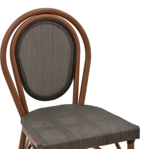 Scaun de bar pentru exterior, Model Dezyan, culoare maro inchis si gri, aluminiu si textil, 41.5x53.5x116 cm - Img 13