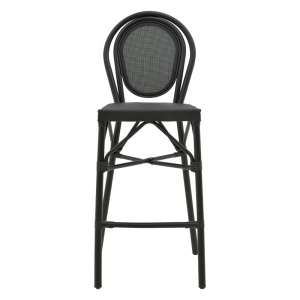 Scaun de bar pentru exterior, Model Dezyan, culoare negru, aluminiu si textil, 41.5x53.5x116 cm - Img 5