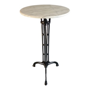 Scaun de Bar pentru Exterior Model Meppo, Alb marmorat/Negru, D60x107.8 cm - Img 1