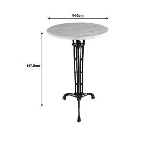 Scaun de Bar pentru Exterior Model Meppo, Alb marmorat/Negru, D60x107.8 cm - Img 2