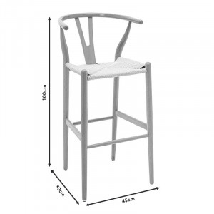 Scaun de bar Sandra lemn - rope culoare lemn natural - Img 8
