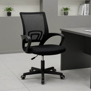 Scaun de birou Berto II, negru, 60x48x85-95 cm - Img 2