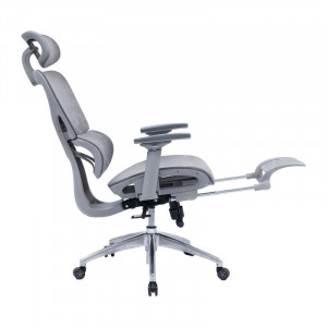 Scaun de birou manager cu suport pentru picioare Thelonius plasa gri - Img 5