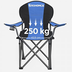 Scaun de camping, Songmics, Albastru-Gri, 92x57x104 cm - Img 7