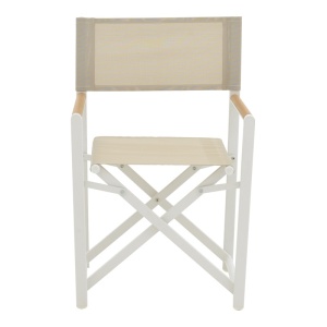 Scaun de exterior, tip regizor, Model Mabu, culoare alb, aluminiu si textil, 56x48x86 cm - Img 12