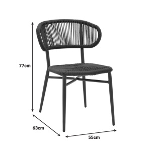 Scaun de Gradina Agus, negru, 55x63x77 cm - Img 3