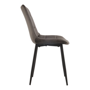 Scaun dining Berne, tapițat cu catifea, Gri închis/Negru, 53 × 57 × 87 cm - Img 3