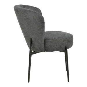 Scaun dining Houlian, tapițat cu material textil, Gri antracit/Negru, 46 × 66 × 89 cm - Img 3